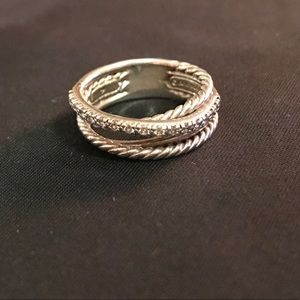 David Yurman Crossover Ring with Diamonds